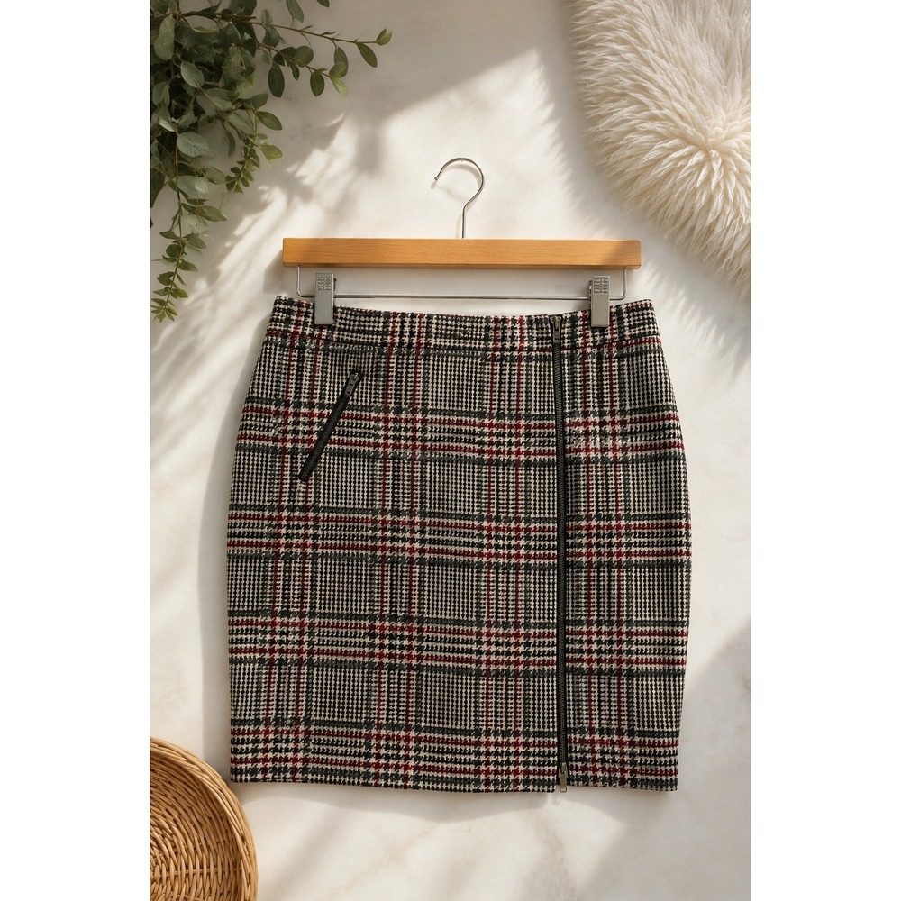 Plaid Pencil Skirt Size 14 Lined Exposed Zip Dark Academia Preppy NWT Collegiate